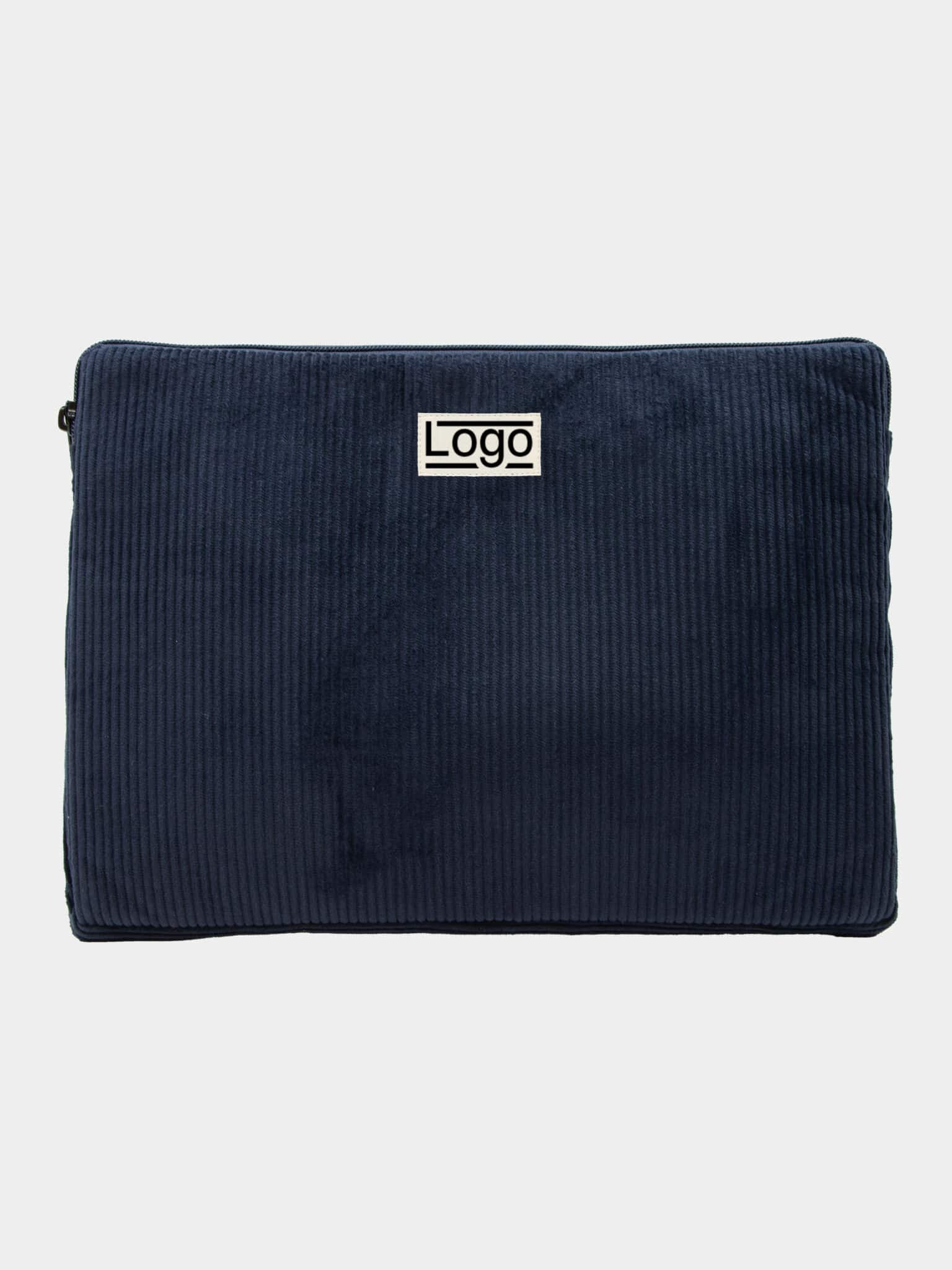 Housse ordinateur publicitaire Léo S personnalisable en velours Bleu marine